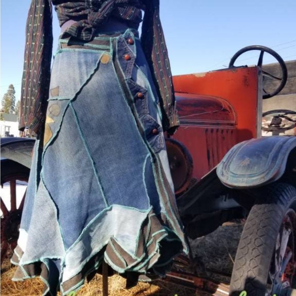 Patchwork Denim Skirt